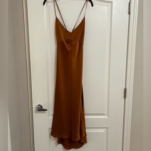 Copper colored midi dress with side leg slit🧡